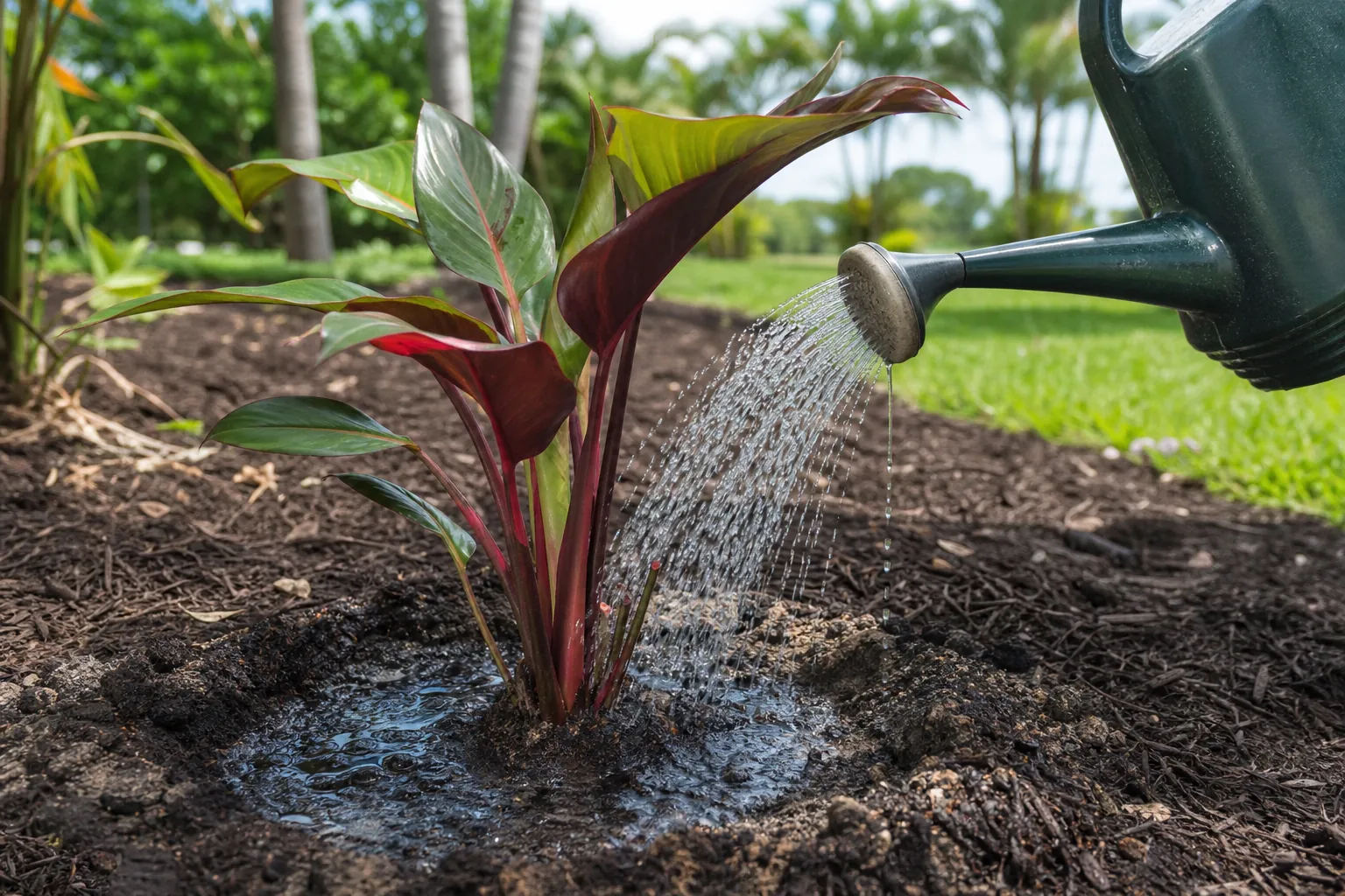 Water the Root Ball and Surrounding Soil in Florida Editorial illustration of Water the Root Ball and Surrounding Soil in Florida
