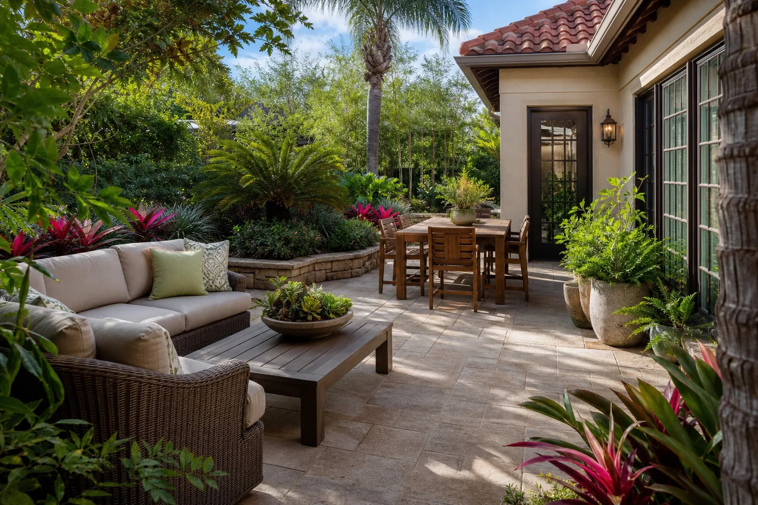 Editorial illustration of Begin With How You Want to Use the Patio in Florida