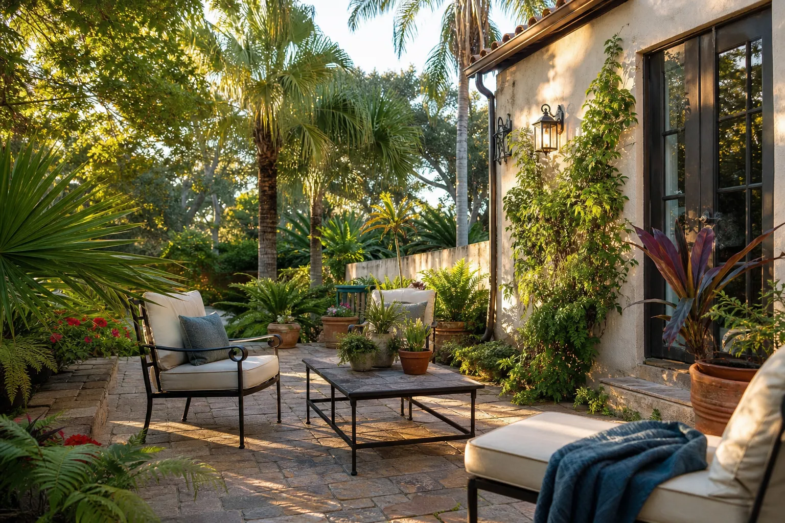 Editorial illustration of Create a patio landscape that feels at home in St. Augustine in Florida