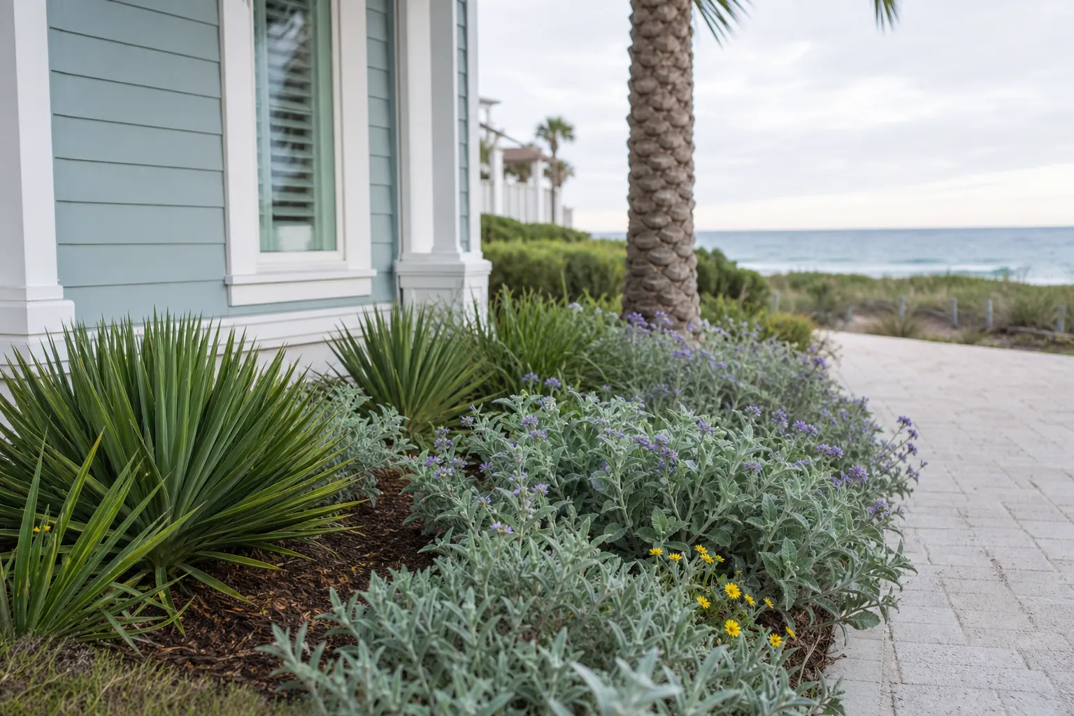 Editorial illustration of What Salt-Tolerant Plants Can Grow Near a St. Augustine Beach Home? in Florida