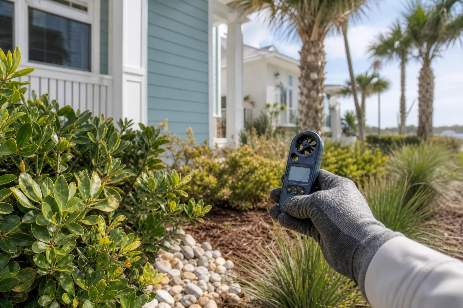 Editorial illustration of Start by Measuring the Property’s Salt Exposure in Florida