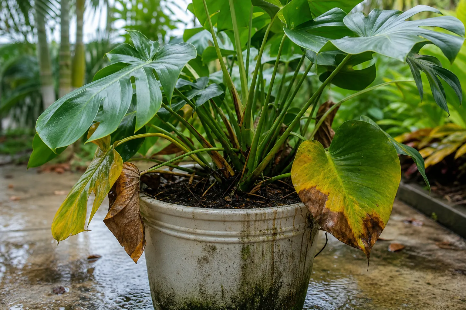 What Are the Signs of Overwatering Tropical Plants in Northeast Florida? Editorial illustration of What Are the Signs of Overwatering Tropical Plants in Northeast Florida?