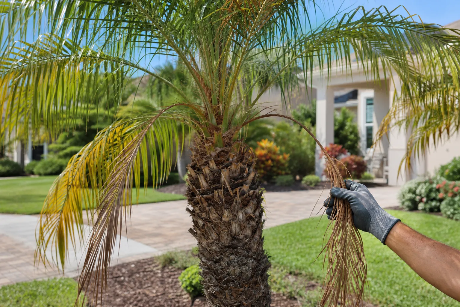 Which Palm Fronds Should Be Removed in a St. Augustine Yard? in Florida Editorial illustration of Which Palm Fronds Should Be Removed in a St. Augustine Yard? in Florida