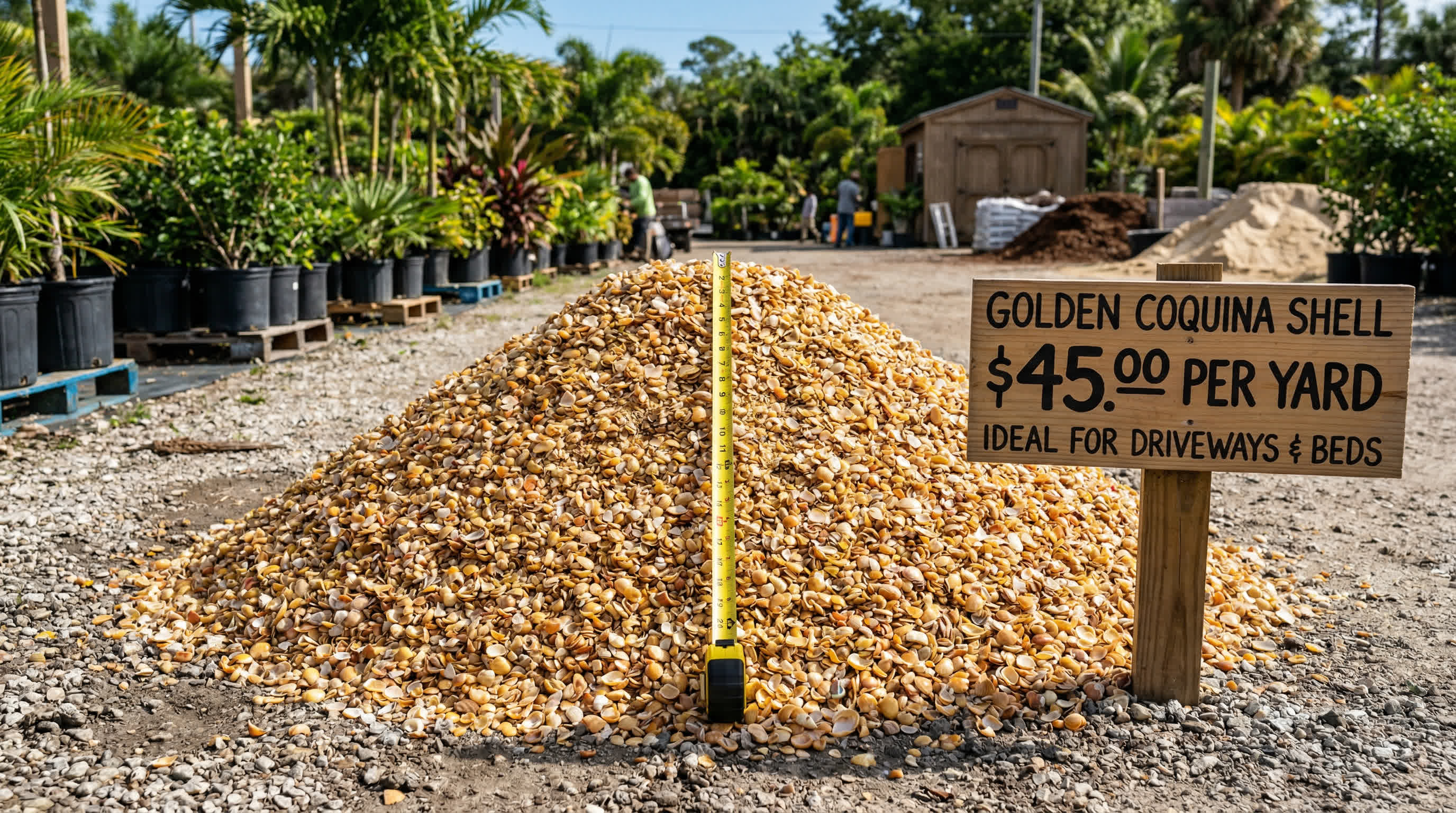 Coquina shell bulk delivery by the yard in Northeast Florida — St. Augustine, Jacksonville, Ponte Vedra | Tropical Yards pricing 2026