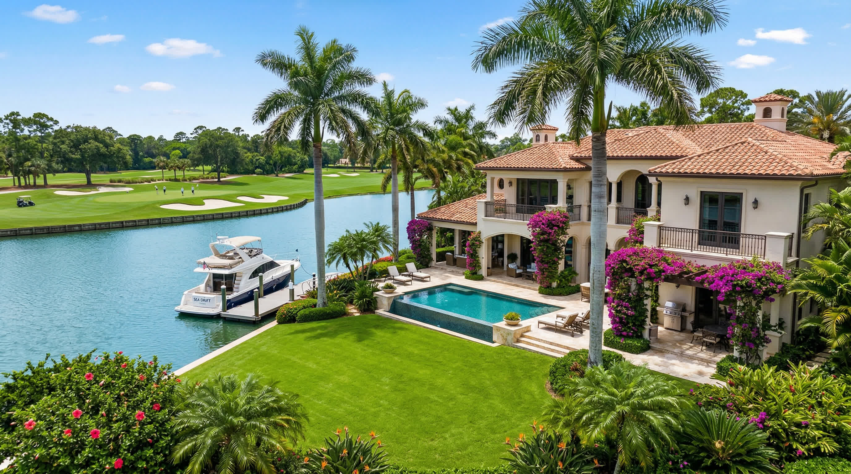 Tropical landscaping with palms and coquina shell pathways in Sawgrass Ponte Vedra Beach FL | Tropical Yards St Augustine, FL | Best tropical plants and coquina shell in St Augustine