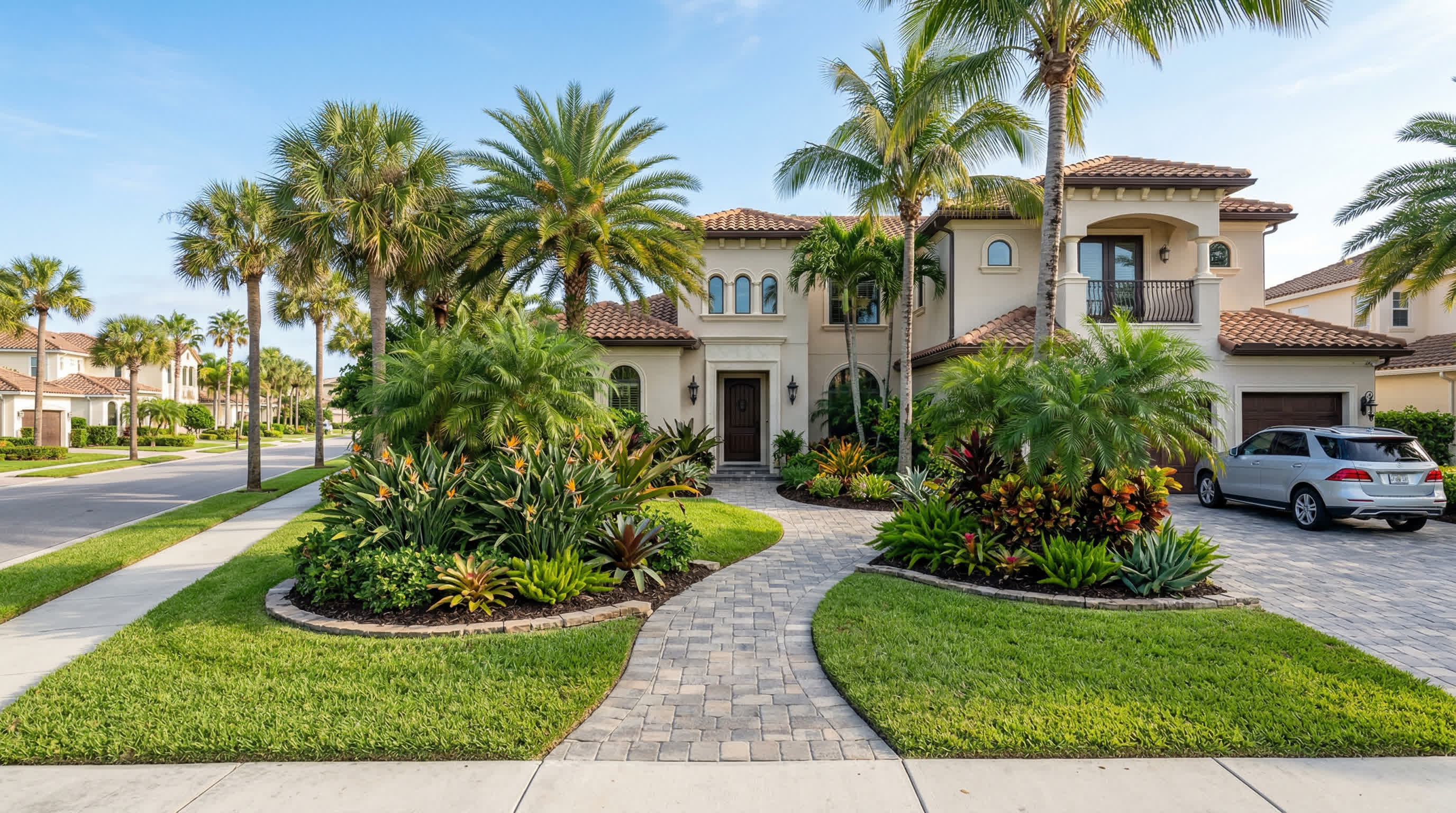 14ft dump trailer loaded with tropical plants for delivery to Ponte Vedra Beach homes | Tropical Yards St Augustine, FL | Tropical plant delivery and coquina shell in Northeast Florida