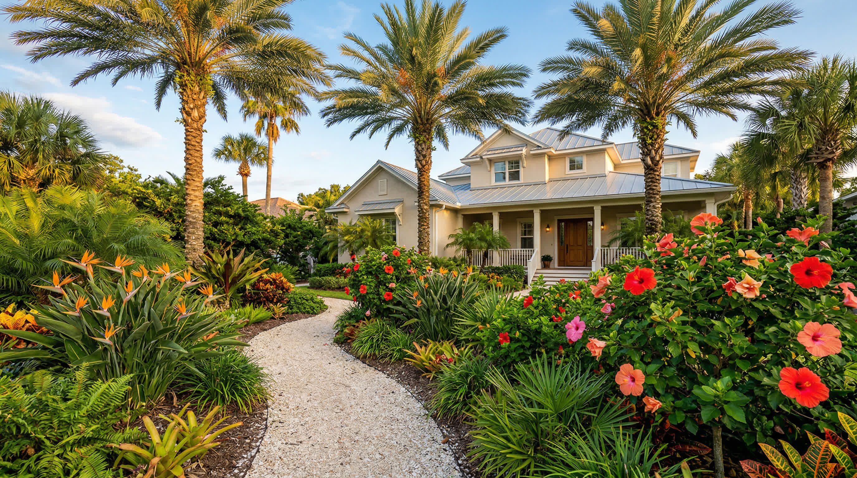 Tropical plants for sale in Ponte Vedra Beach FL including queen palms, hibiscus, and birds of paradise | Tropical Yards St Augustine, FL | Best tropical plants and coquina shell in St Augustine